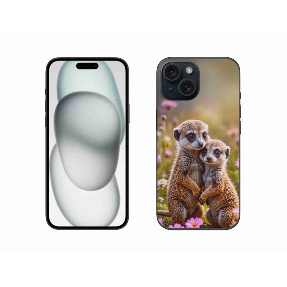 Gelový kryt mmCase na iPhone 15 - surikatí duo