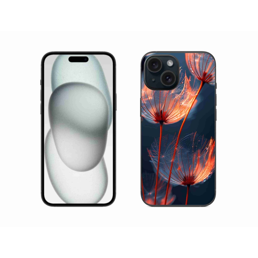 Gelový kryt mmCase na iPhone 15 - světélkující chmýří