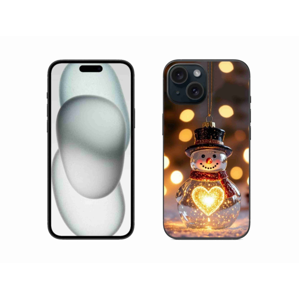 Gelový kryt mmCase na iPhone 15 - svítící vánoční sněhulák
