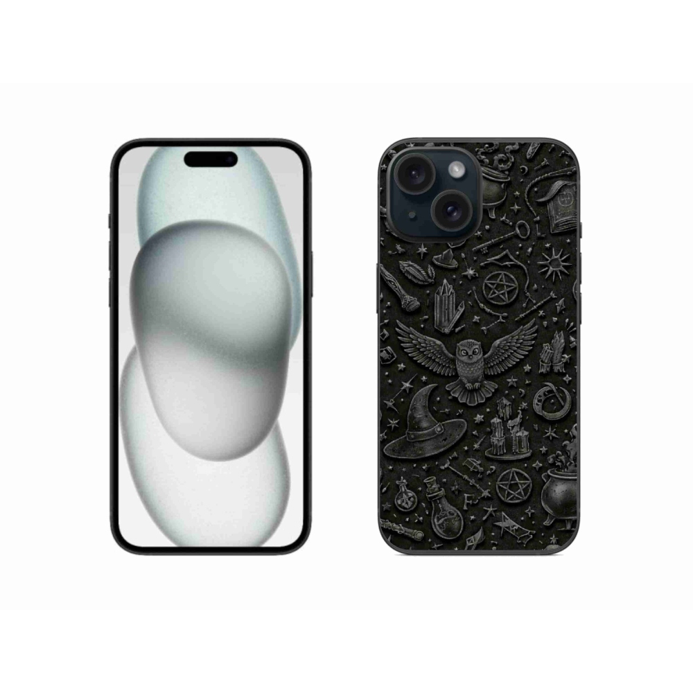 Gelový kryt mmCase na iPhone 15 - tmavý magický svět