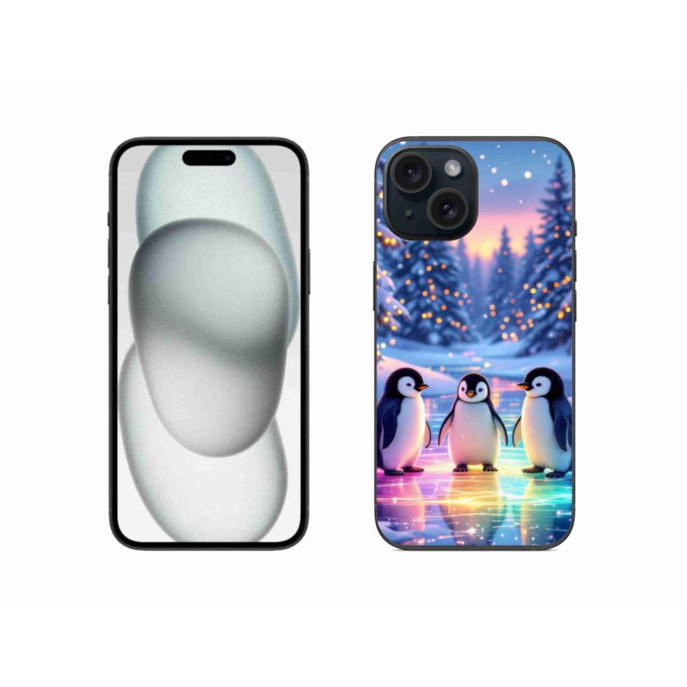 Gelový kryt mmCase na iPhone 15 - tučnáci