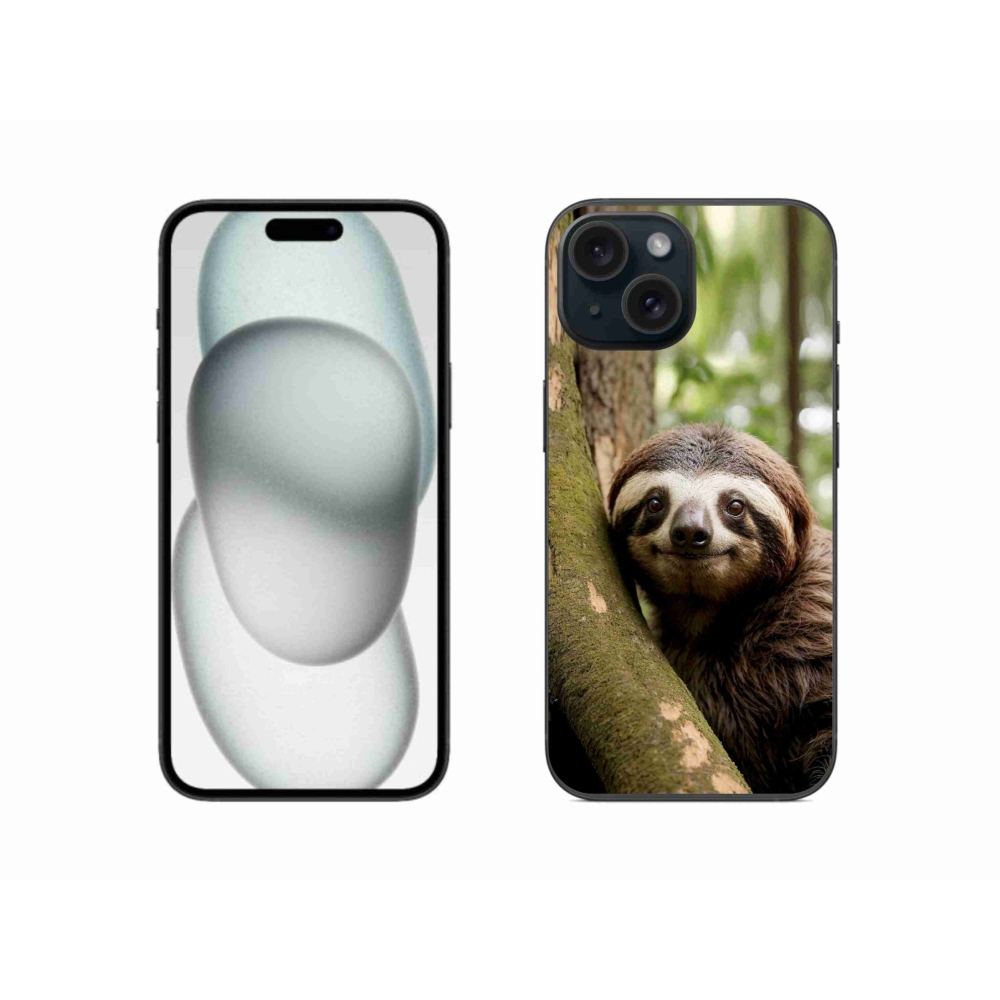 Gelový kryt mmCase na iPhone 15 - usměvavý lenochod