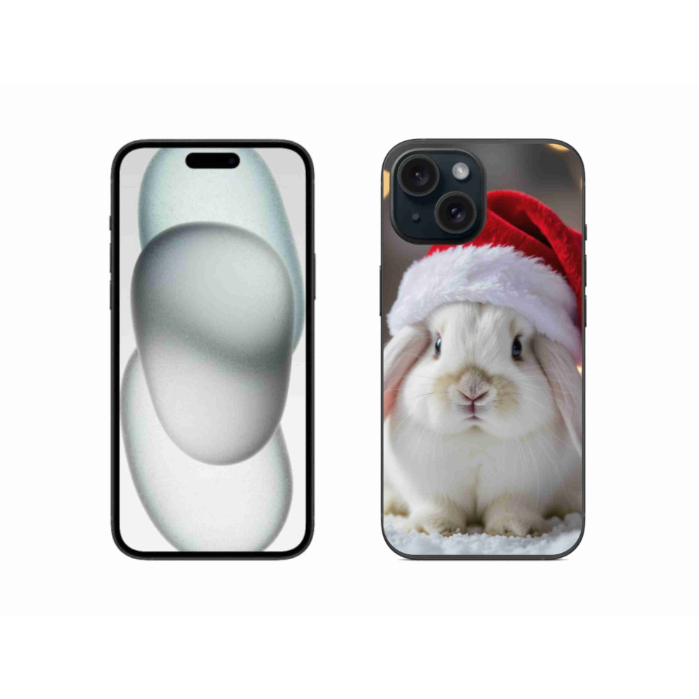 Gelový kryt mmCase na iPhone 15 - vánoční králík