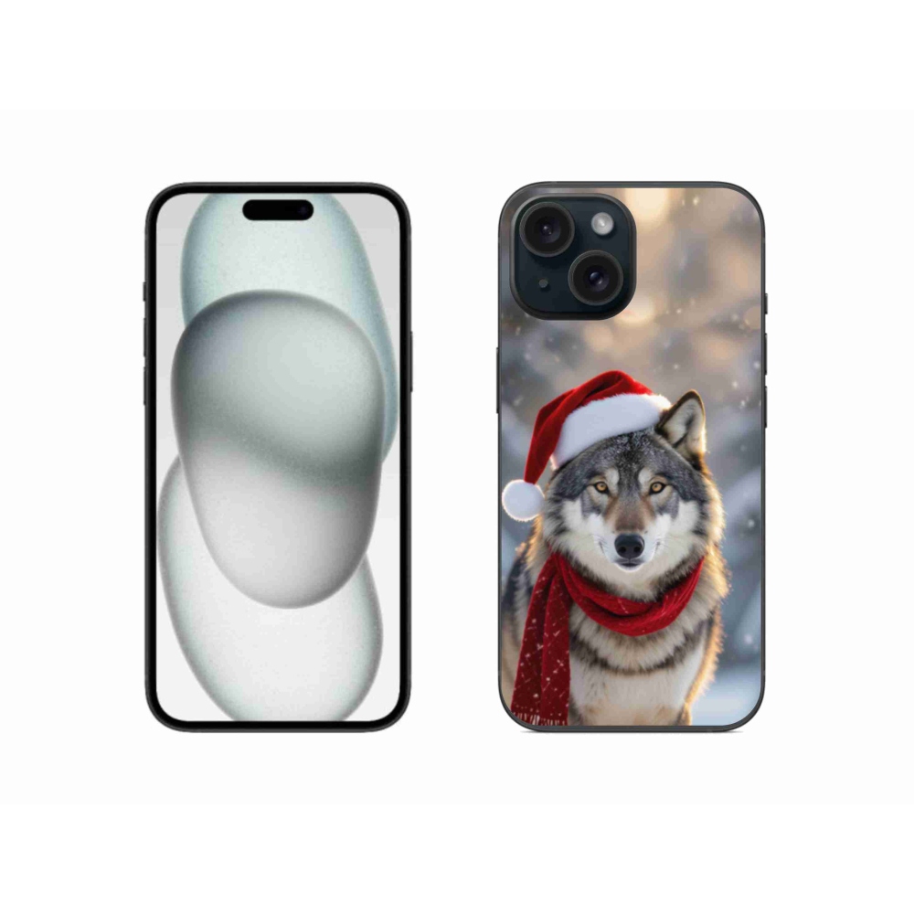 Gelový kryt mmCase na iPhone 15 - vánoční vlk