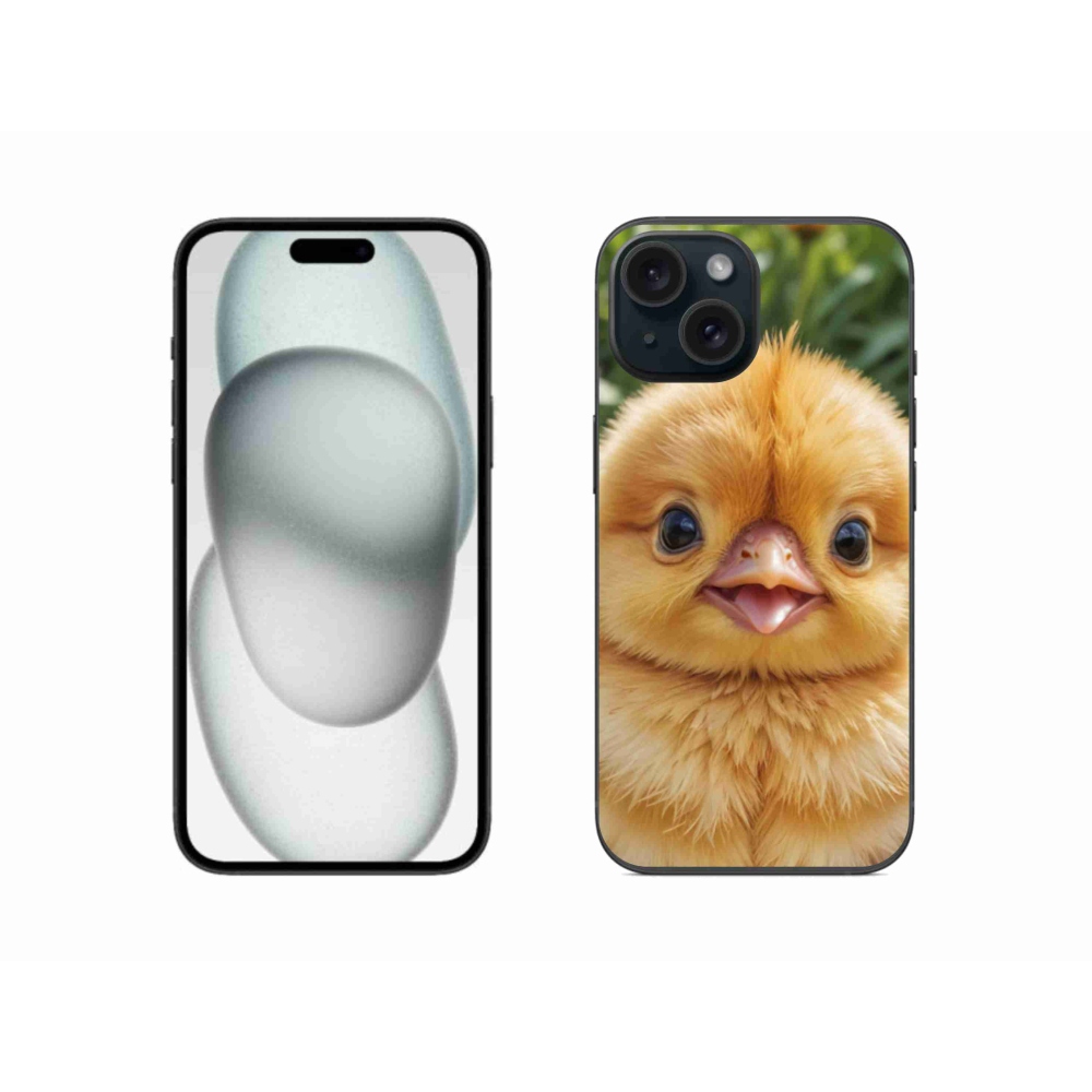 Gelový kryt mmCase na iPhone 15 - veselé kuřátko
