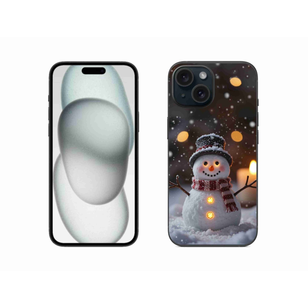 Gelový kryt mmCase na iPhone 15 - veselý sněhulák