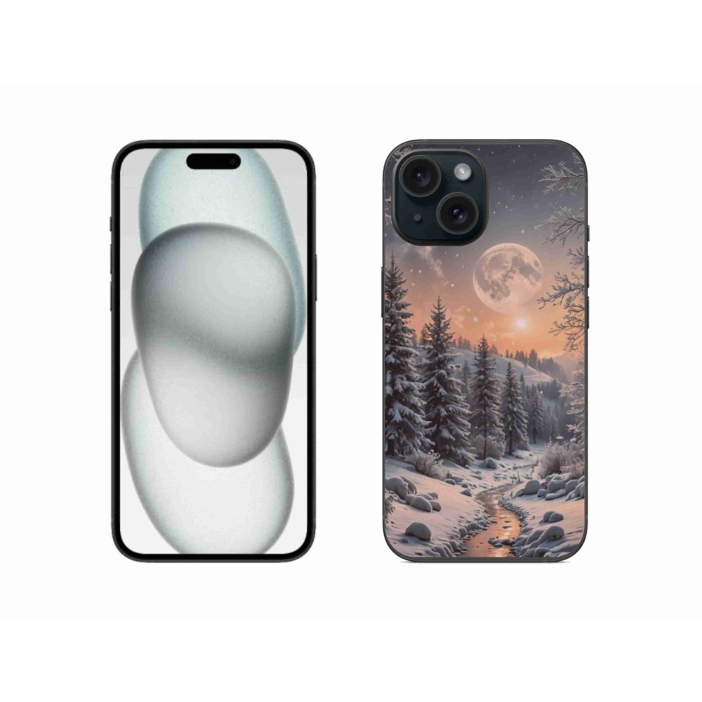 Gelový kryt mmCase na iPhone 15 - zimní krajina 2