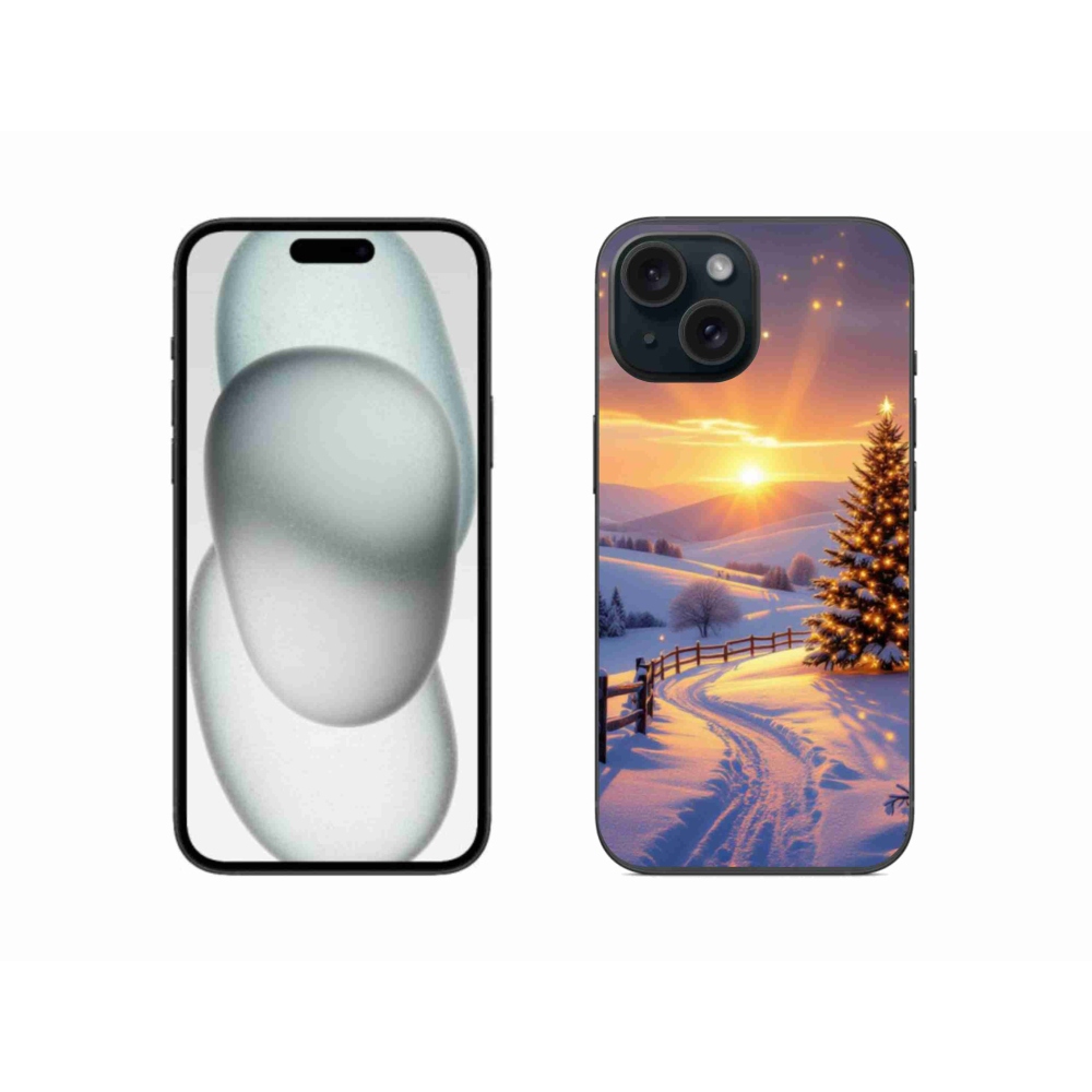 Gelový kryt mmCase na iPhone 15 - zimní krajina