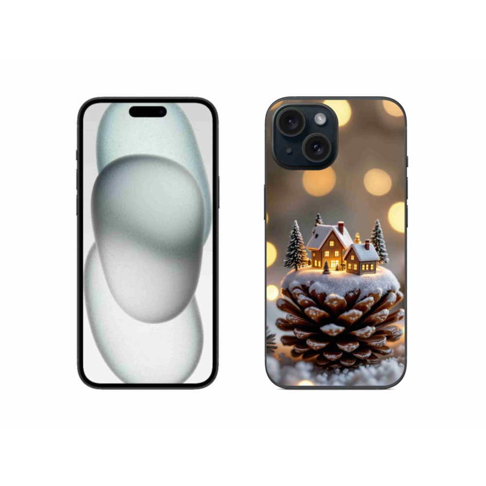 Gelový kryt mmCase na iPhone 15 - zimní vesnička