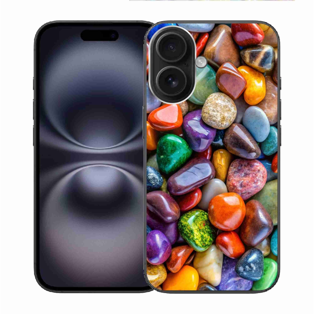 Gelový kryt mmCase na iPhone 16 - barevné kamínky