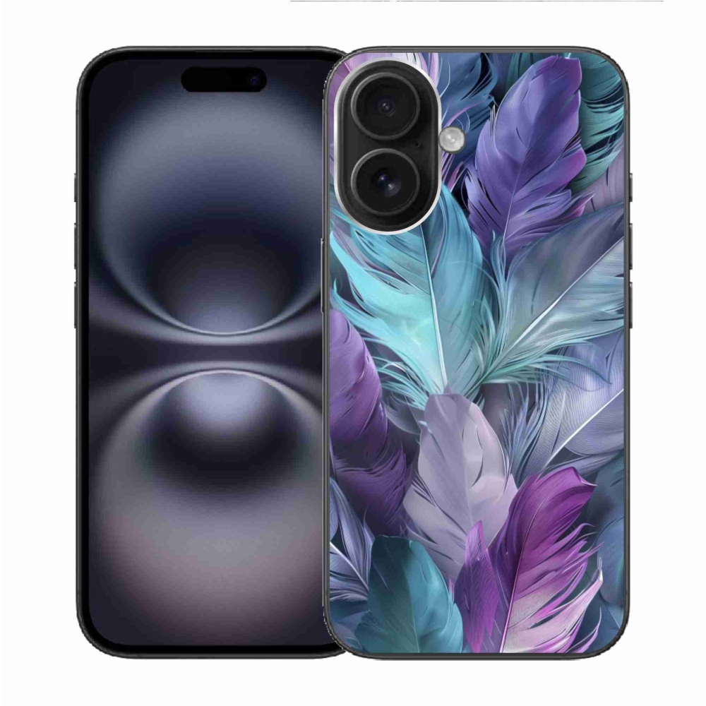 Gelový kryt mmCase na iPhone 16 - barevné peří 2