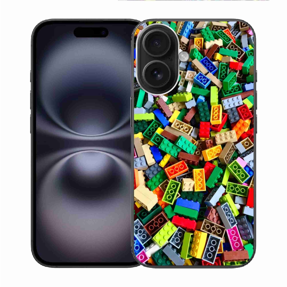 Gelový kryt mmCase na iPhone 16 - barevné stavební kostky