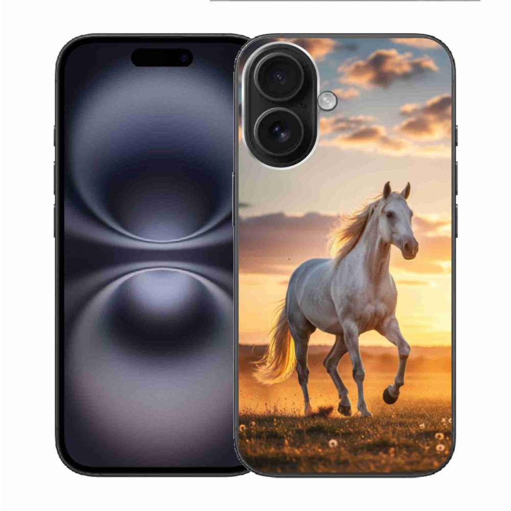 Gelový kryt mmCase na iPhone 16 - běžící bílý kůň 2