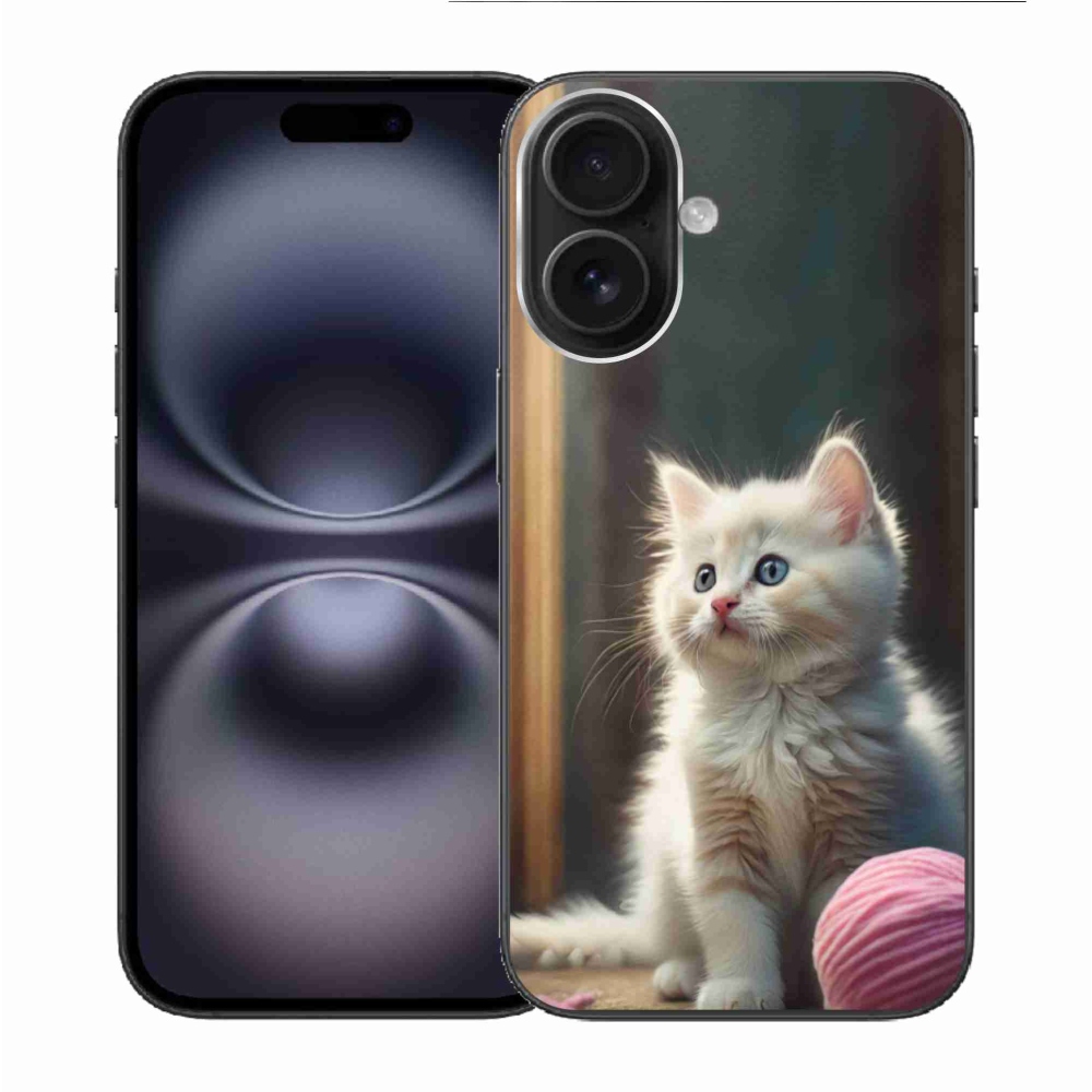 Gelový kryt mmCase na iPhone 16 - bílé kotě 2