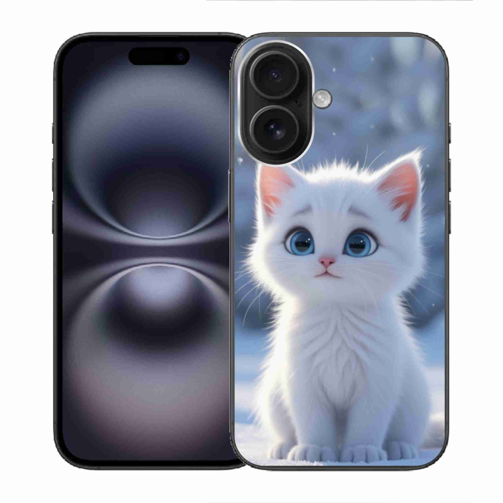Gelový kryt mmCase na iPhone 16 - bílé kotě 3