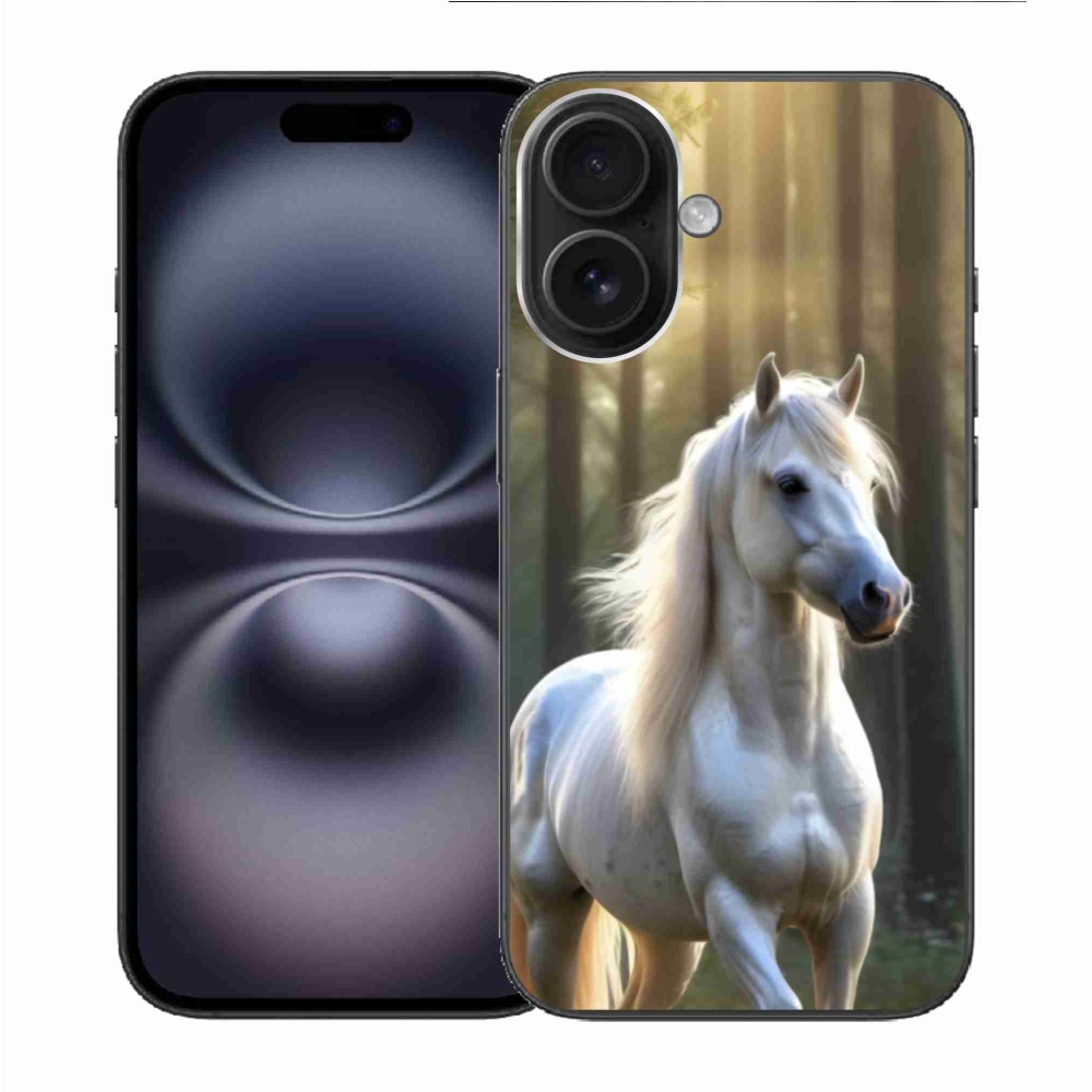 Gelový kryt mmCase na iPhone 16 - bílý kůň 3
