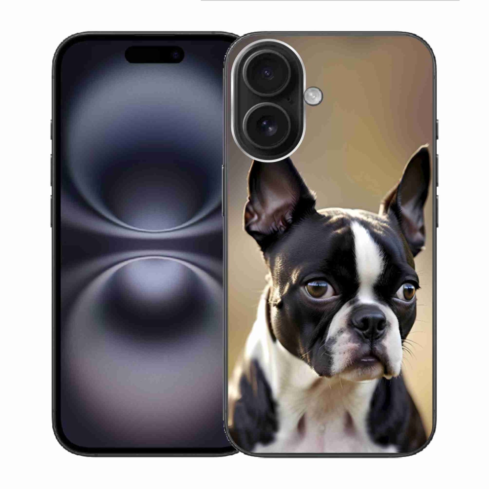 Gelový kryt mmCase na iPhone 16 - bostonský teriér