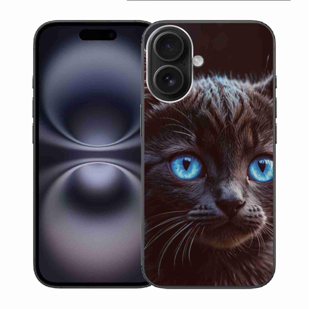 Gelový kryt mmCase na iPhone 16 - černé kotě 2