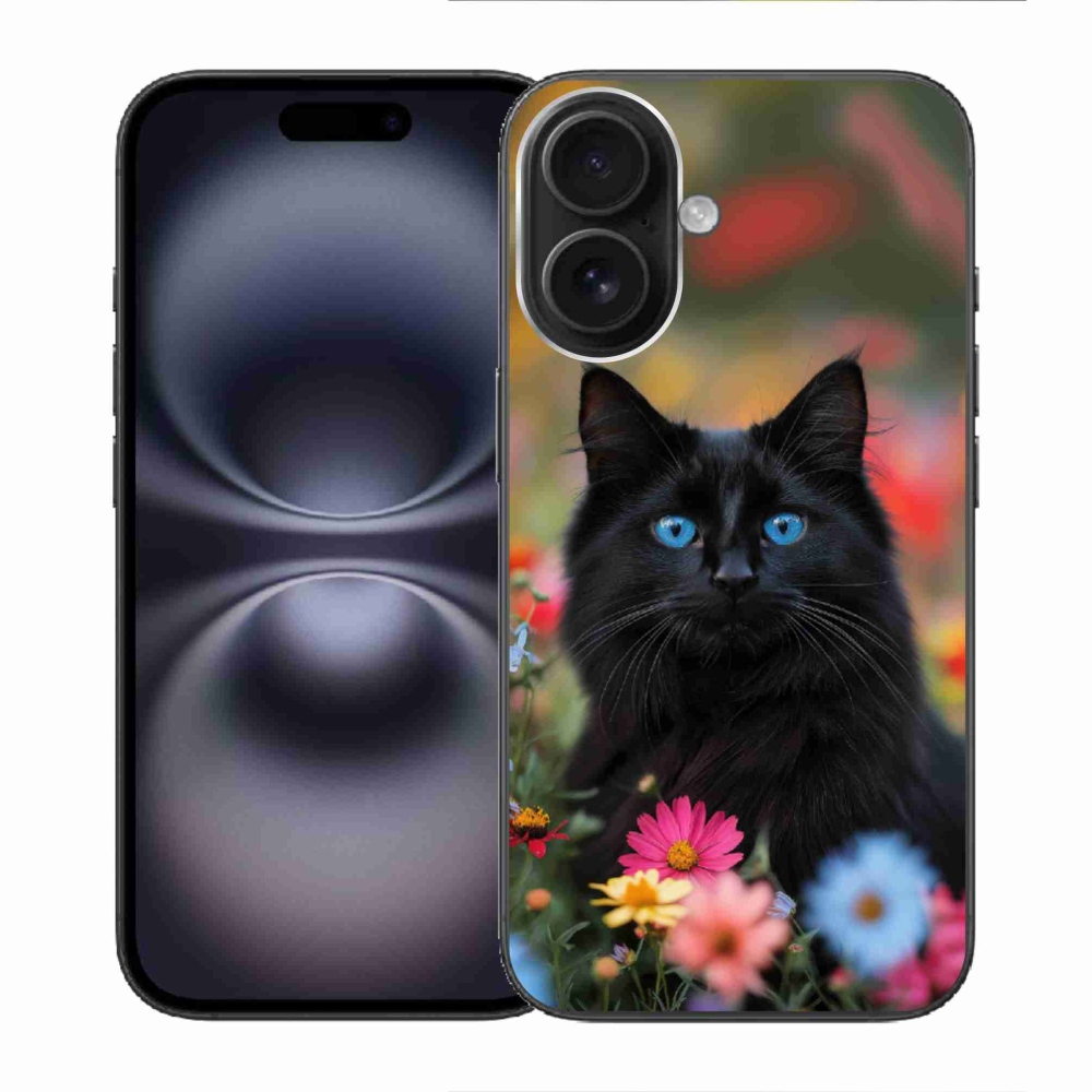 Gelový kryt mmCase na iPhone 16 - černé kotě 4