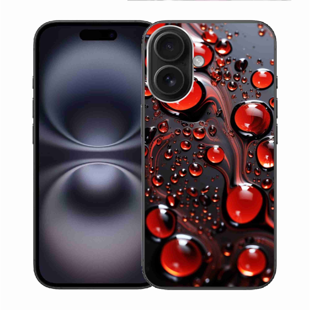 Gelový kryt mmCase na iPhone 16 - červené kapky 2