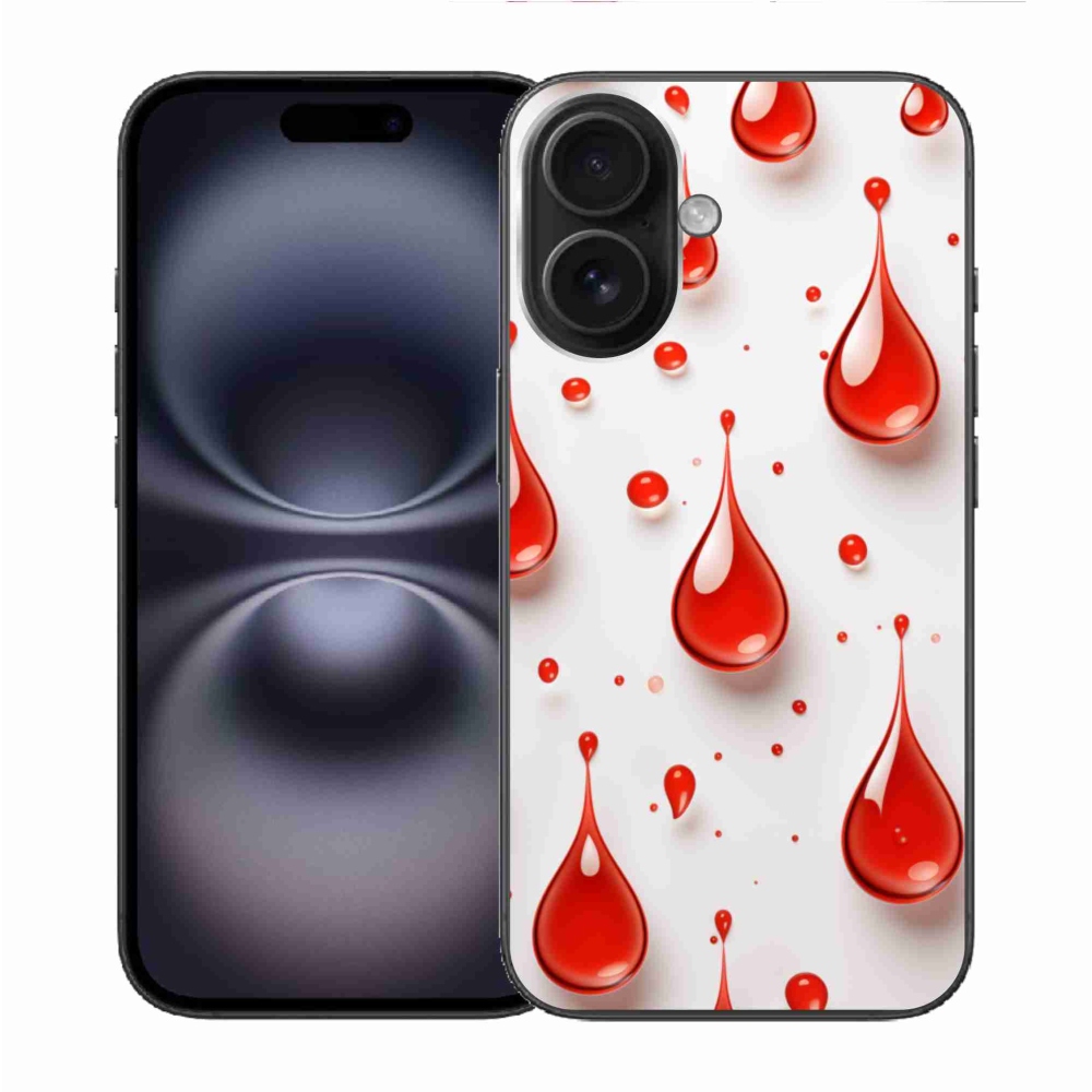 Gelový kryt mmCase na iPhone 16 - červené kapky