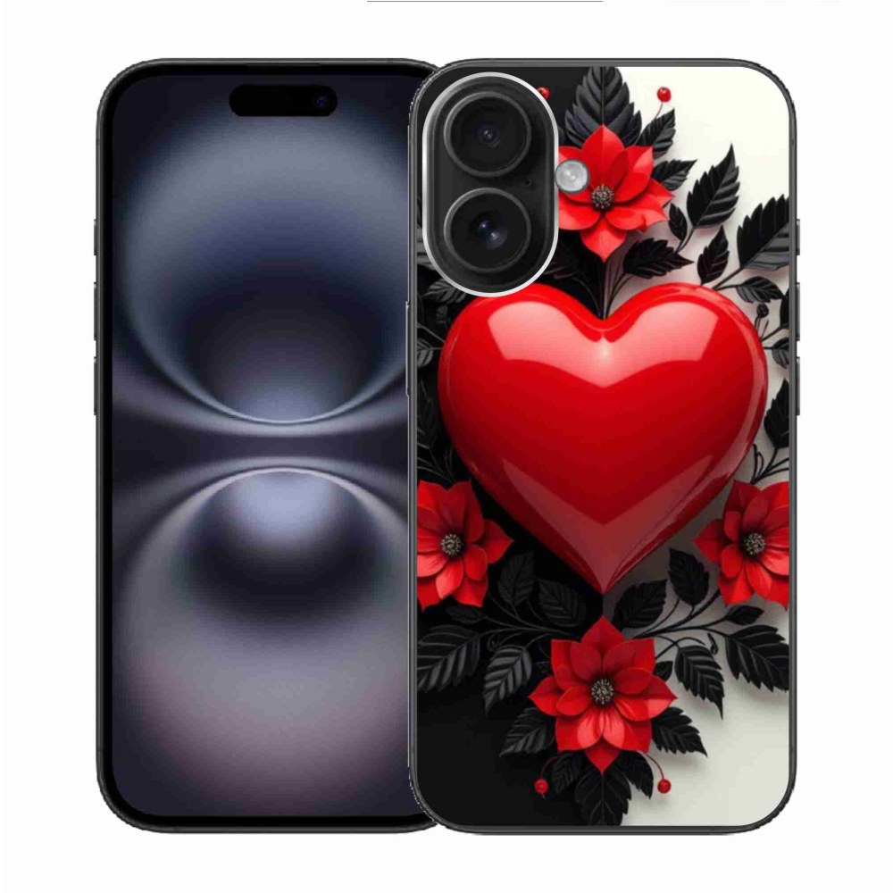 Gelový kryt mmCase na iPhone 16 - červené srdce
