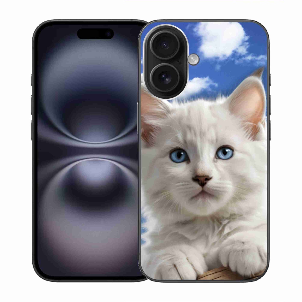 Gelový kryt mmCase na iPhone 16 - kotě a oblaka