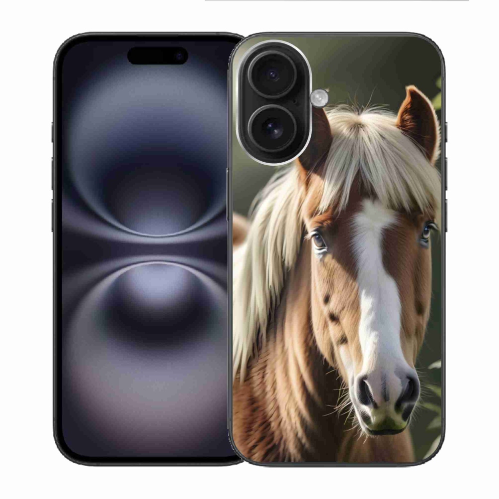 Gelový kryt mmCase na iPhone 16 - kůň se světlou hřívou