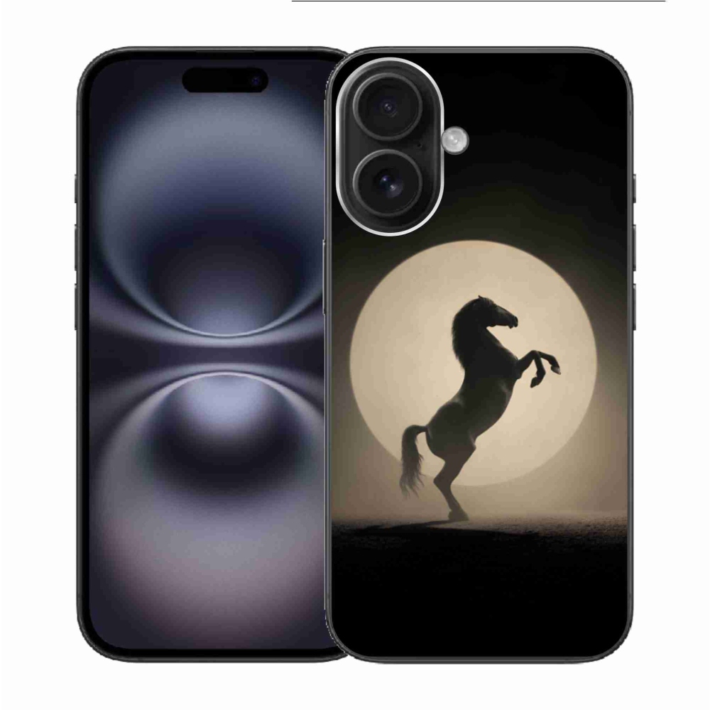 Gelový kryt mmCase na iPhone 16 - kůň v siluetě