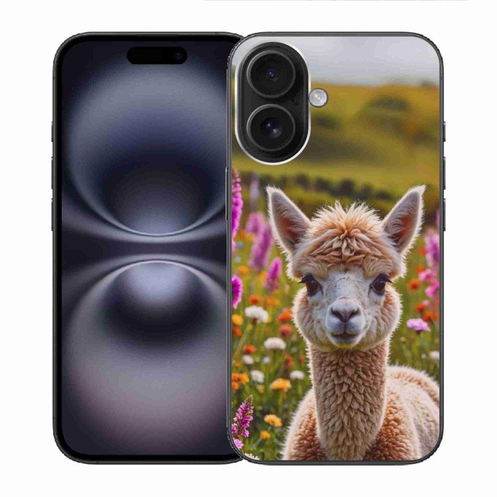 Gelový kryt mmCase na iPhone 16 - lama na louce