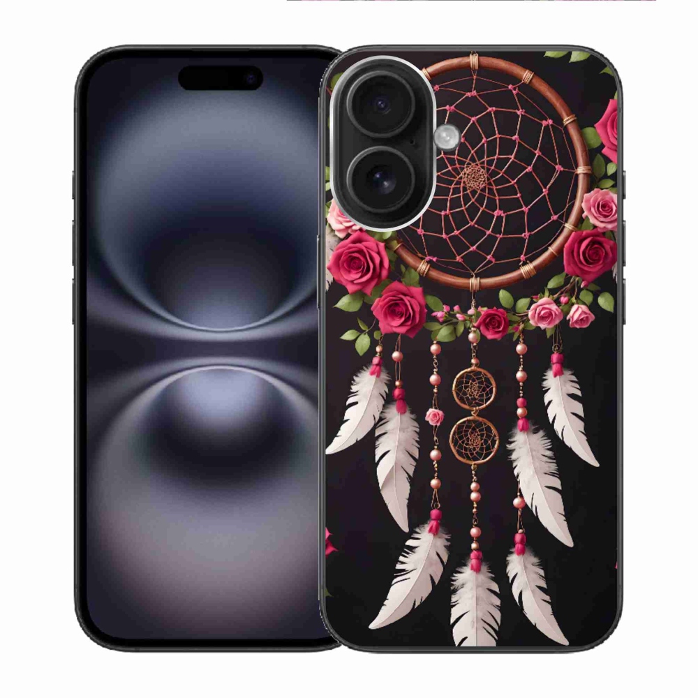 Gelový kryt mmCase na iPhone 16 - lapač snů s růžemi