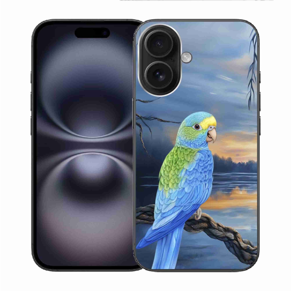 Gelový kryt mmCase na iPhone 16 - modrý papoušek