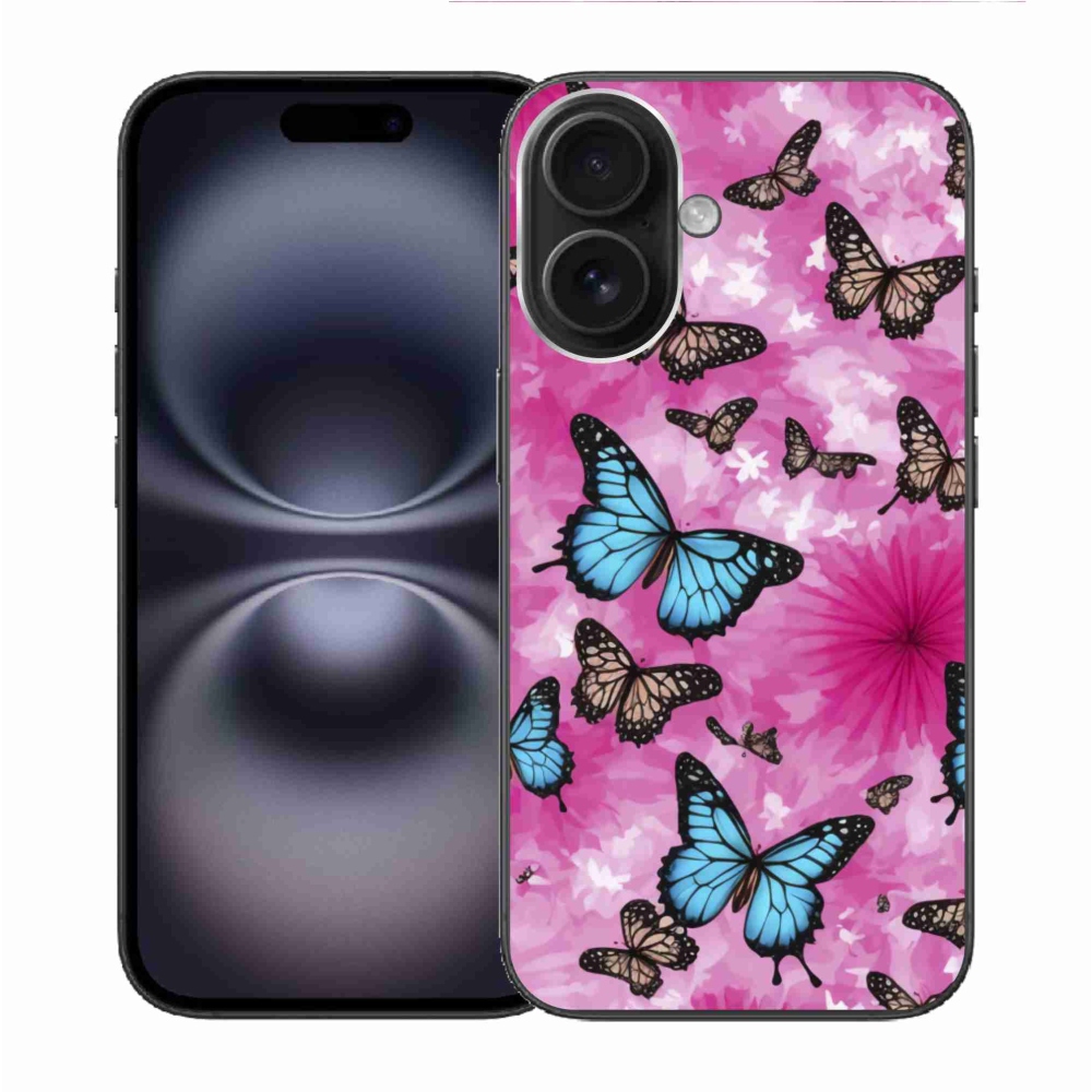 Gelový kryt mmCase na iPhone 16 - motýlí zahrada