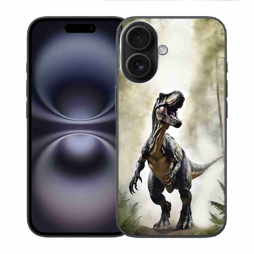 Gelový kryt mmCase na iPhone 16 - naštvaný T-Rex
