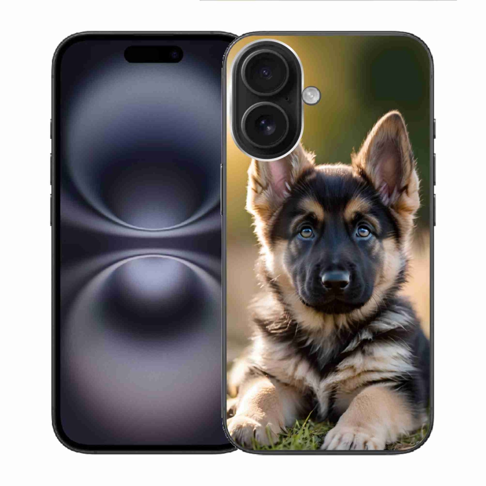 Gelový kryt mmCase na iPhone 16 - německý ovčák v přírodě
