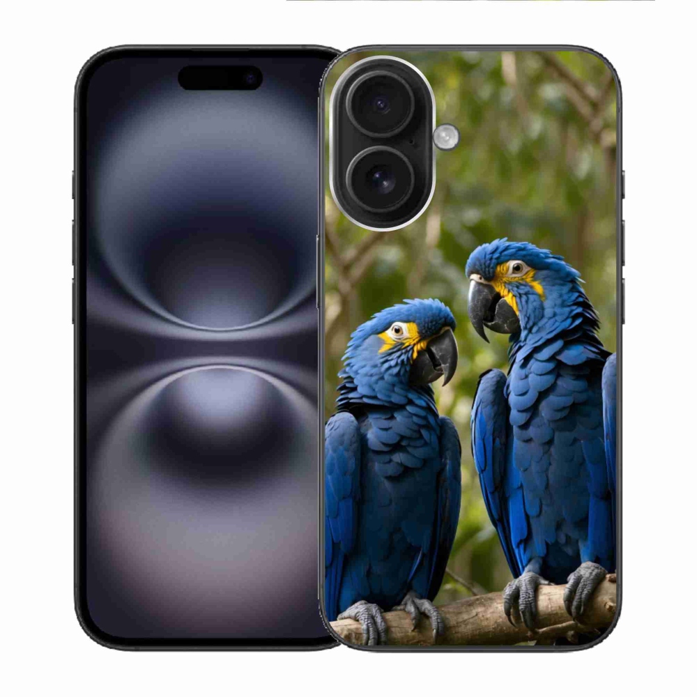 Gelový kryt mmCase na iPhone 16 - papouščí duo