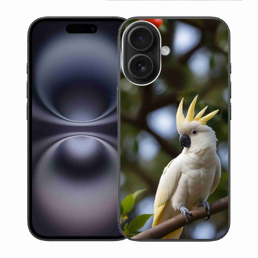Gelový kryt mmCase na iPhone 16 - papoušek kakadu 3