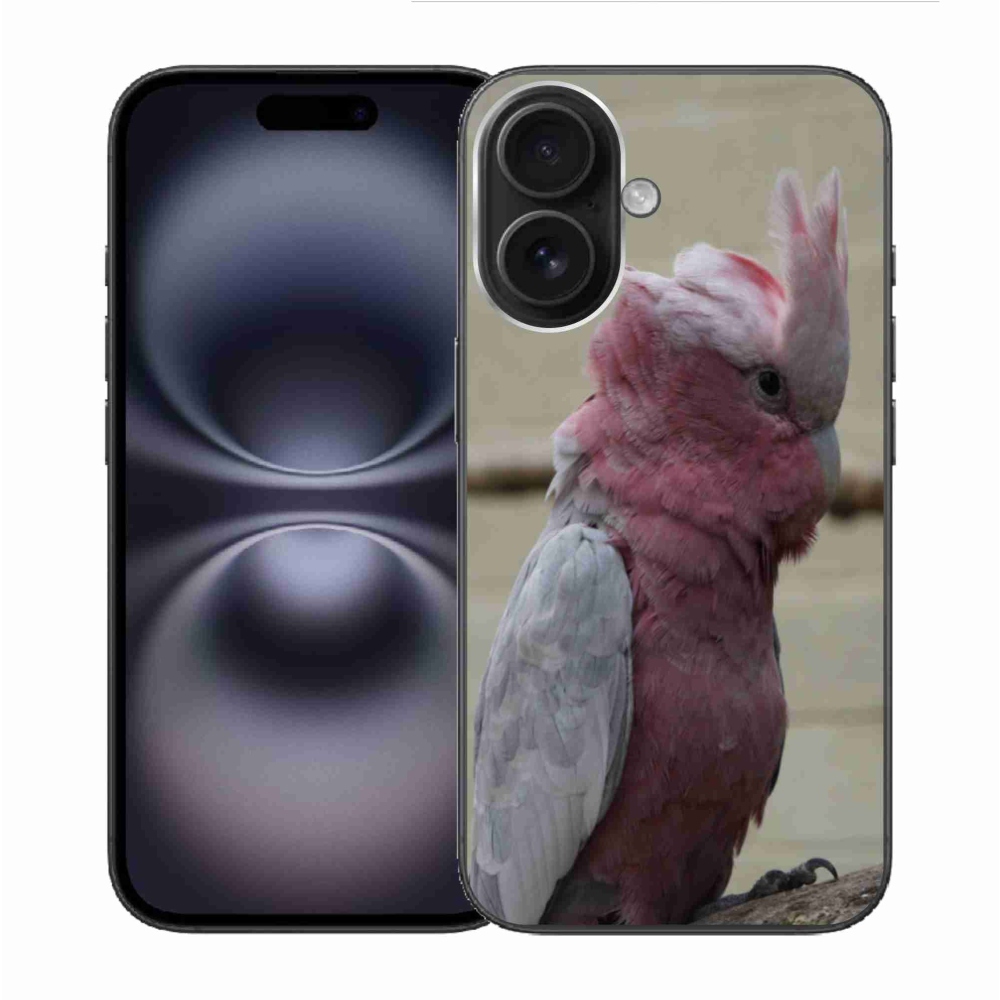 Gelový kryt mmCase na iPhone 16 - papoušek kakadu růžový