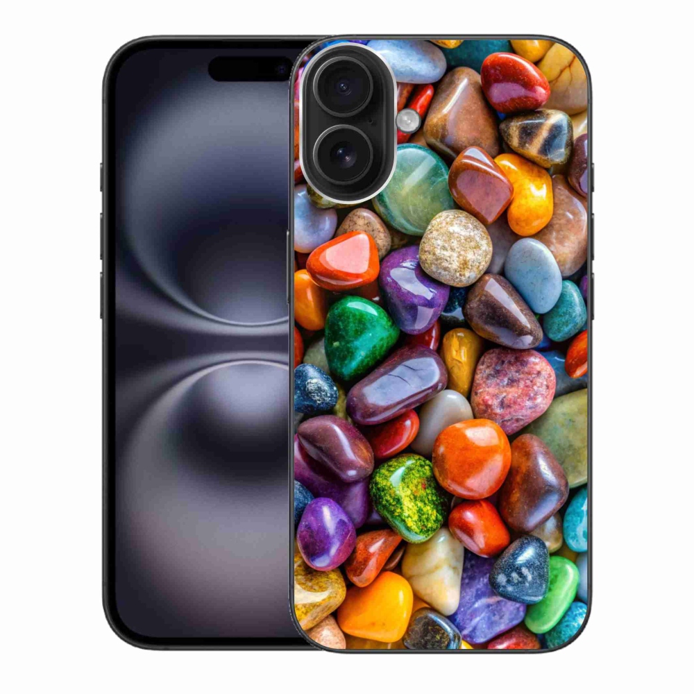 Gelový kryt mmCase na iPhone 16 Plus - barevné kamínky