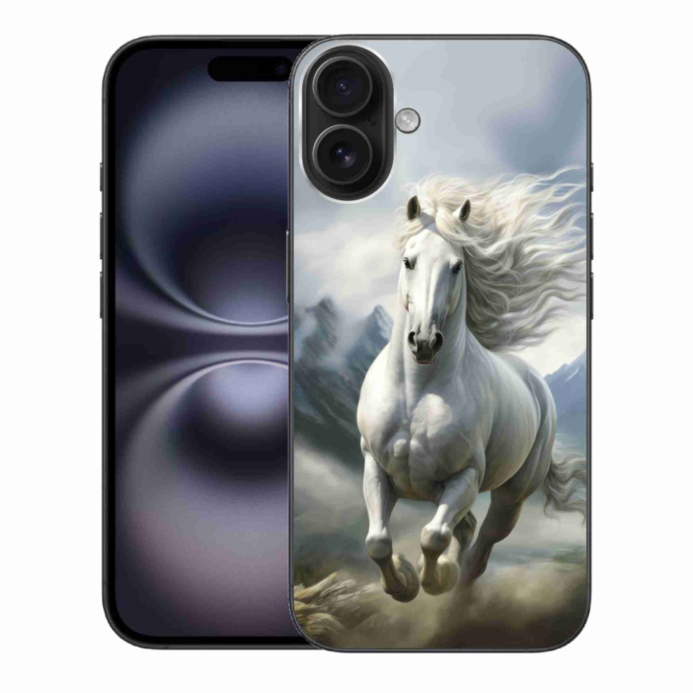 Gelový kryt mmCase na iPhone 16 Plus - běžící bílý kůň 3