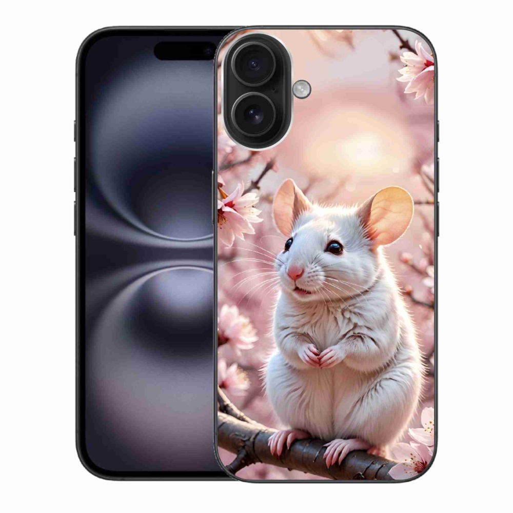 Gelový kryt mmCase na iPhone 16 Plus - bílá myš na větvi