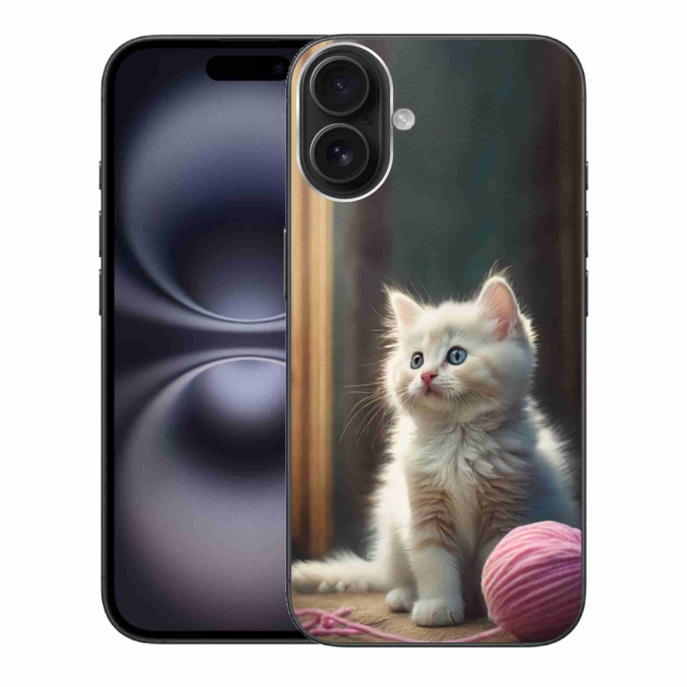 Gelový kryt mmCase na iPhone 16 Plus - bílé kotě 2