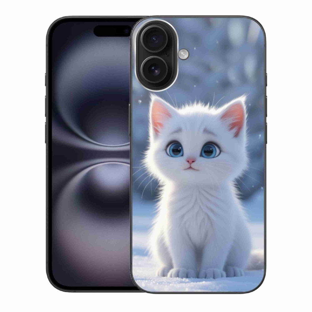 Gelový kryt mmCase na iPhone 16 Plus - bílé kotě 3