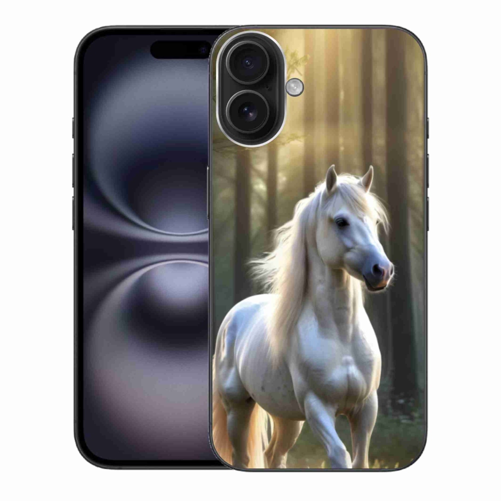 Gelový kryt mmCase na iPhone 16 Plus - bílý kůň 3