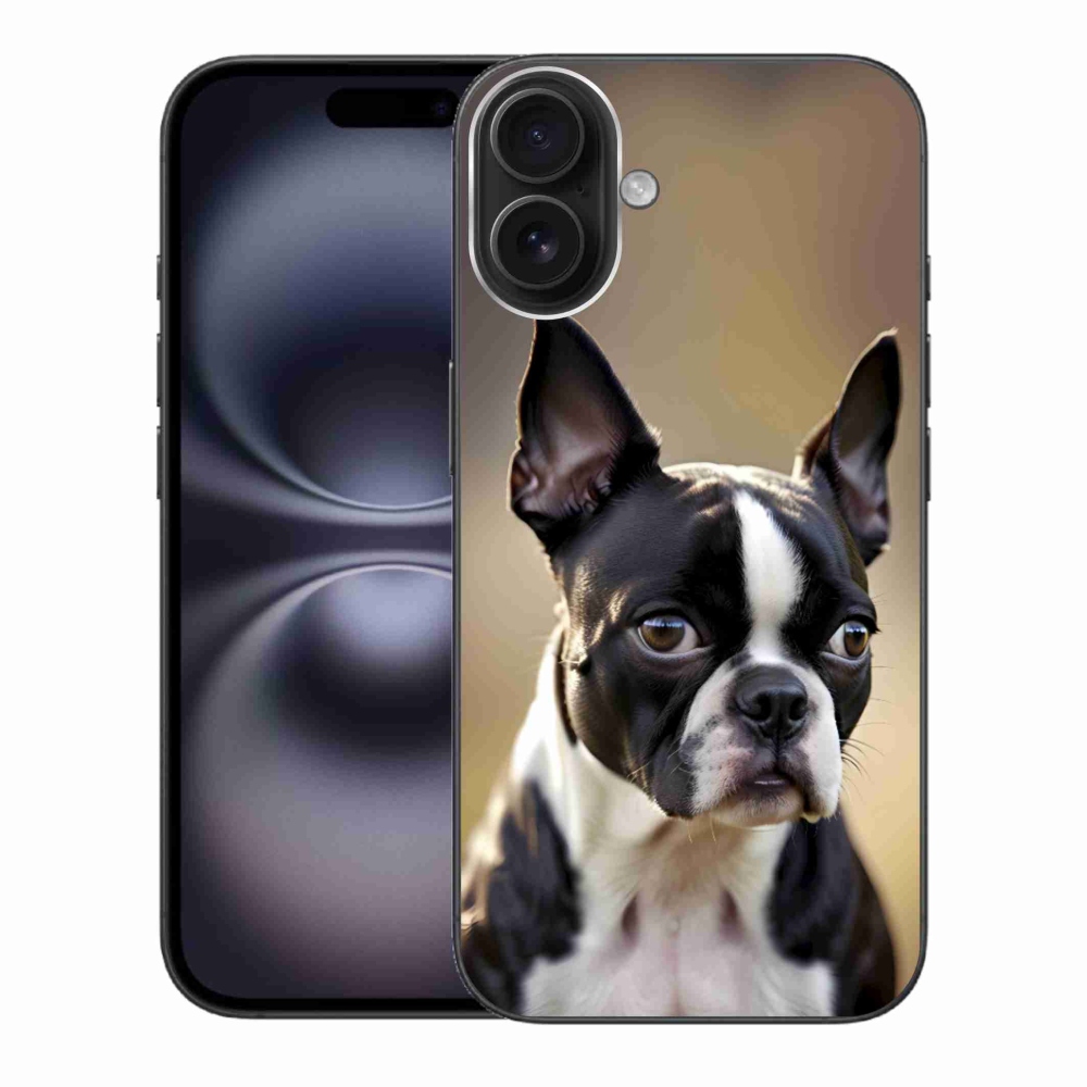 Gelový kryt mmCase na iPhone 16 Plus - bostonský teriér