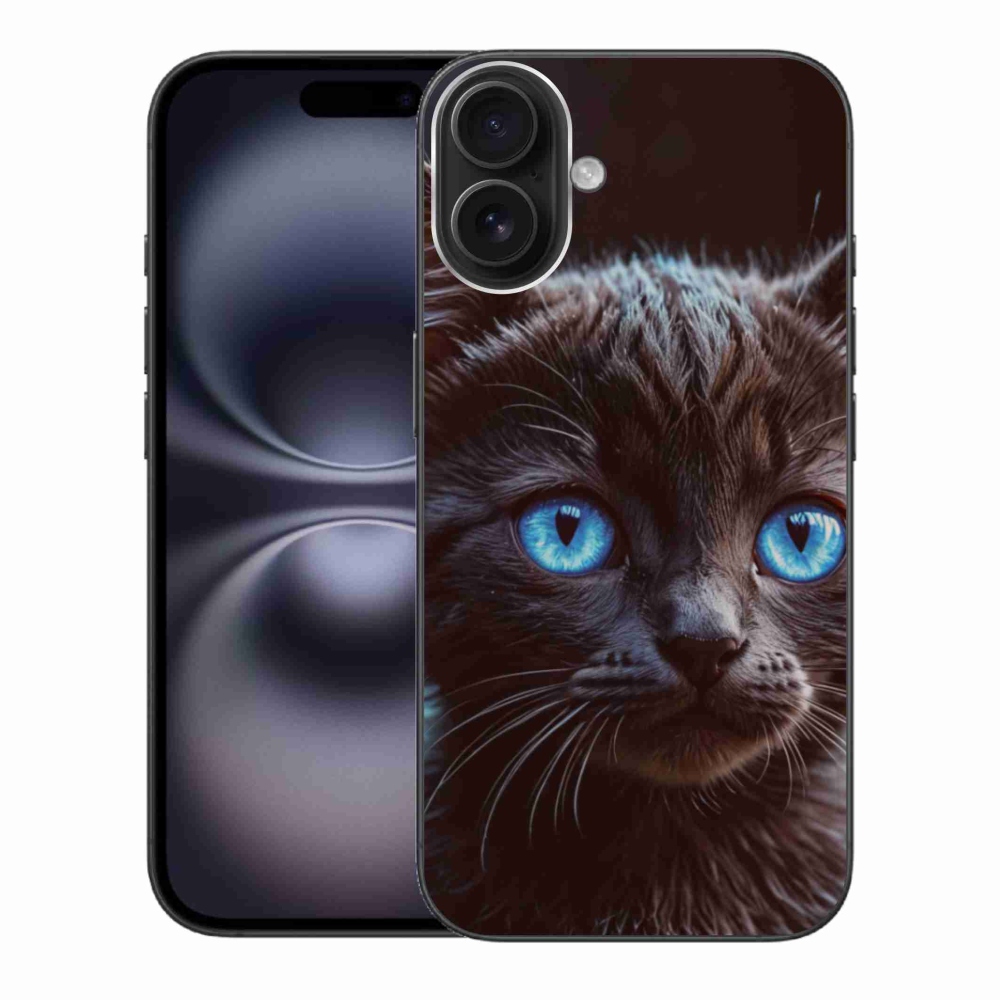 Gelový kryt mmCase na iPhone 16 Plus - černé kotě 2