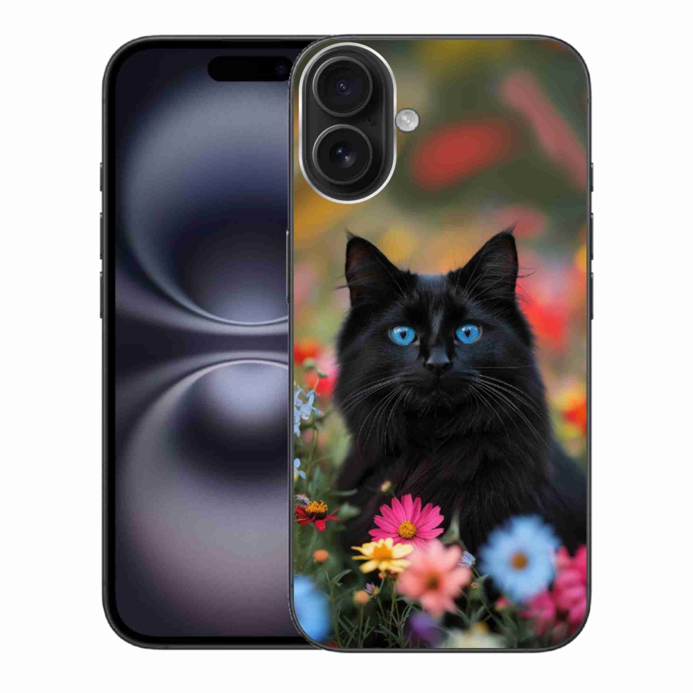 Gelový kryt mmCase na iPhone 16 Plus - černé kotě 4