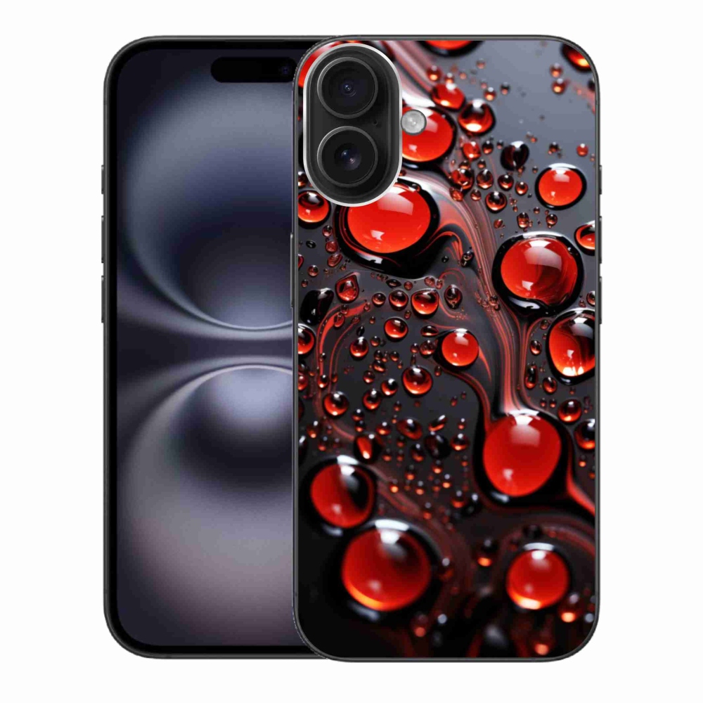 Gelový kryt mmCase na iPhone 16 Plus - červené kapky 2