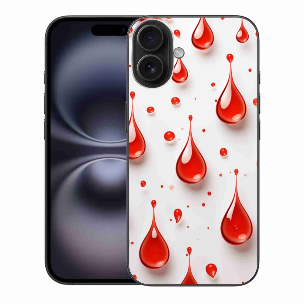 Gelový kryt mmCase na iPhone 16 Plus - červené kapky