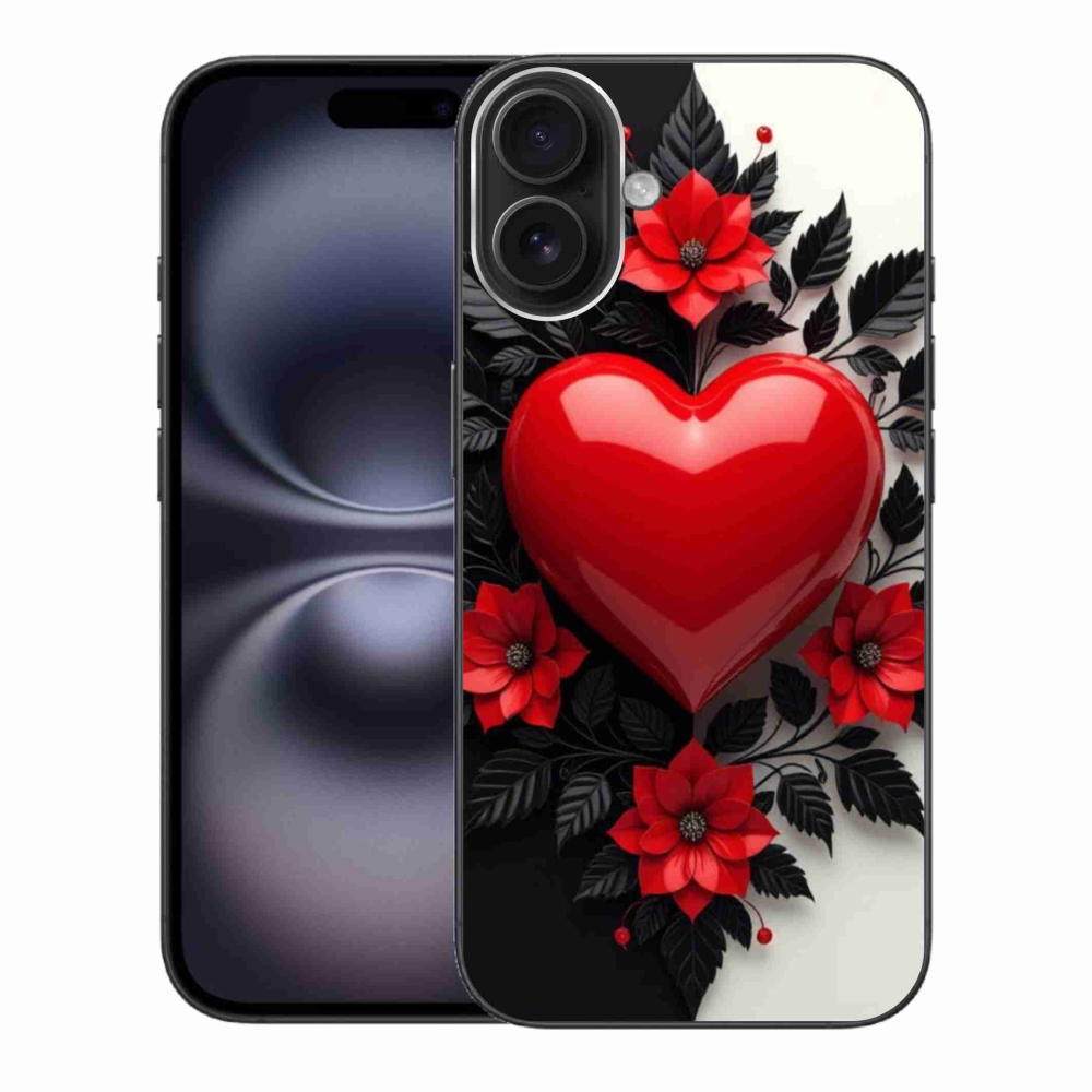 Gelový kryt mmCase na iPhone 16 Plus - červené srdce